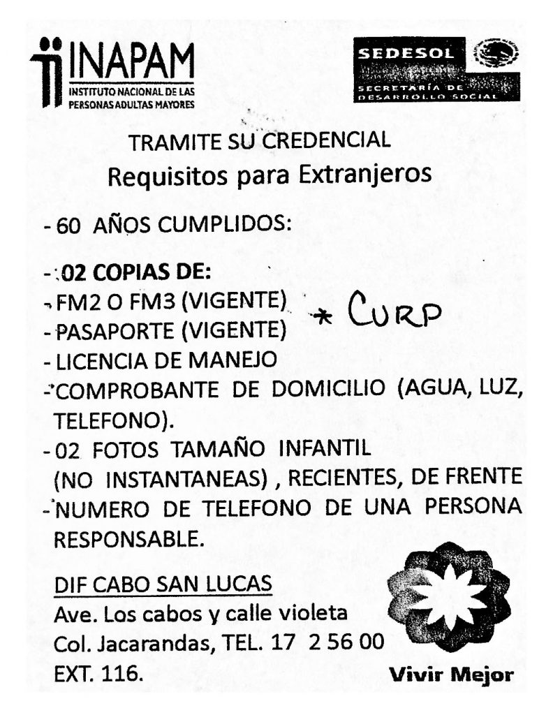 Requirements for DIF senior card application.